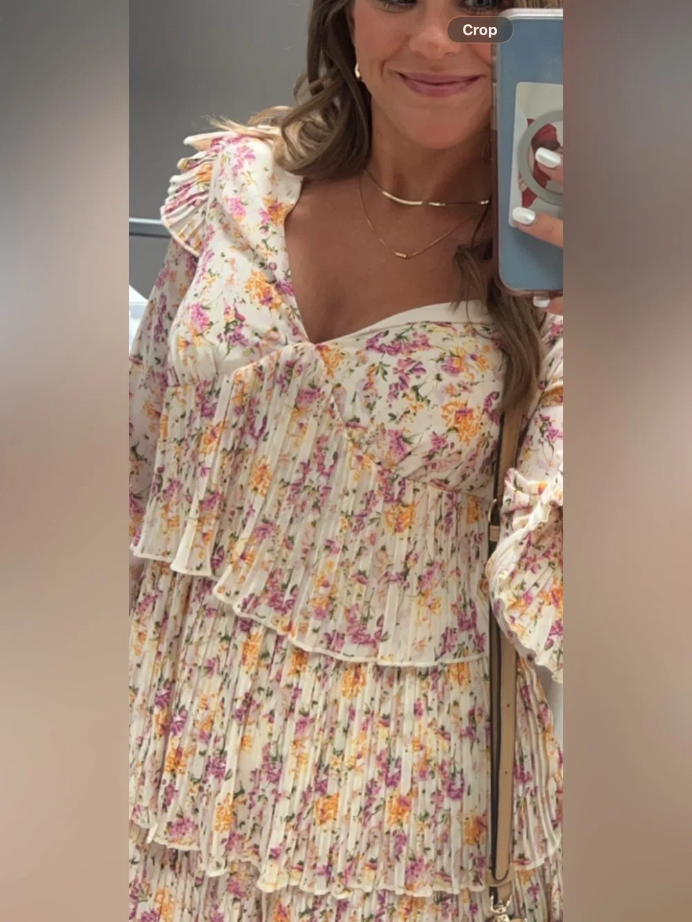 Floral Tiered Ruffle romper in Cream with Pink & Yellow Floral Print